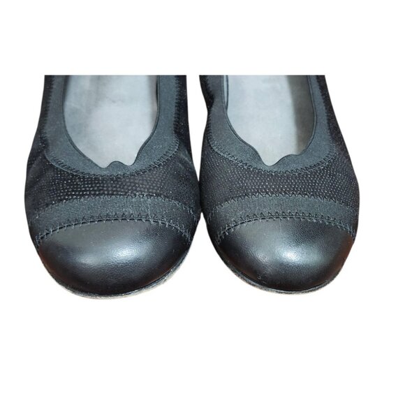 Stuart Weitzman Black Leather & Elastic Ballet Flats Size 8.5 - Picture 5 of 15